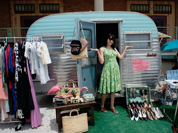 Houston-based fashion truck Height of Vintage operates out of a vintage airstream.