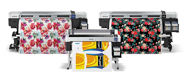 NEW RELEASES: Epson is introducing three new SureColor F-series sublimation printers. The F9200, a dual printhead, 64-inch-width printer; the F7200, a single-printhead version of the 64-inch-width printer; and the F6200, a 44-inch-width model.