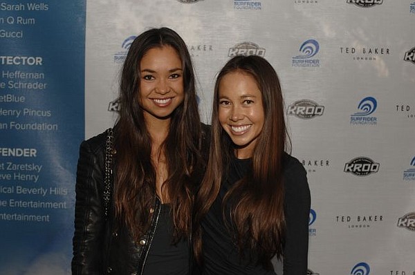 Oleema, left, and Kalani Miller of swimwear brand Mikoh. They're pictured at the Two Coasts: One Ocean fundraiser for Surfrider Foundation. At the recent event, Surfrider auctioned off a trip with the Millers to Miami Swim Week, which takes place annually in July. Photo by Eric Herbranson.