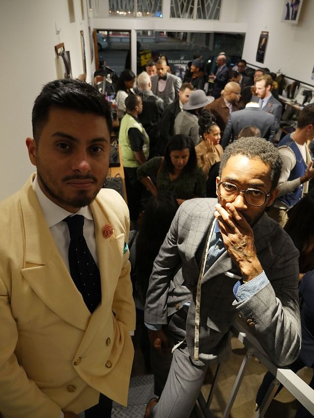 Rodolfo Ramirez of PSC, left, and Rich Freshman of the Rich Freshman brand at the Nov. 5 party for the Los Angeles Menswear Pop-Up Shop.