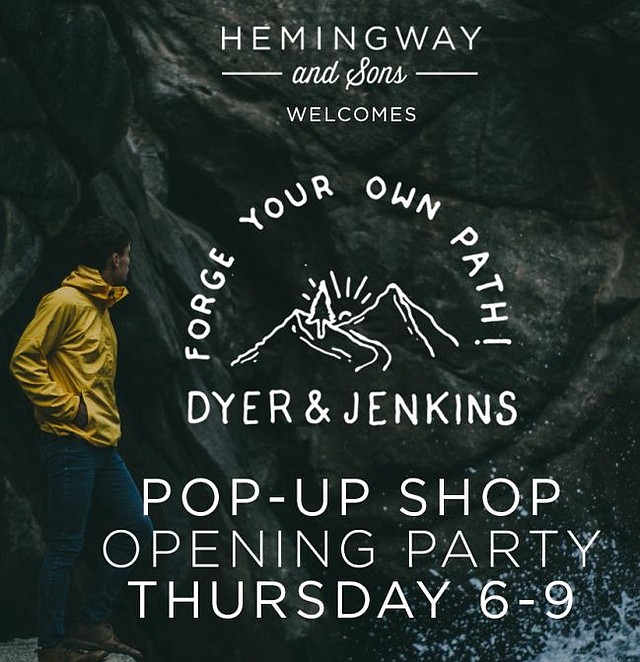 Flyer from Dyer & Jenkins pop-up at Hemingway & Sons