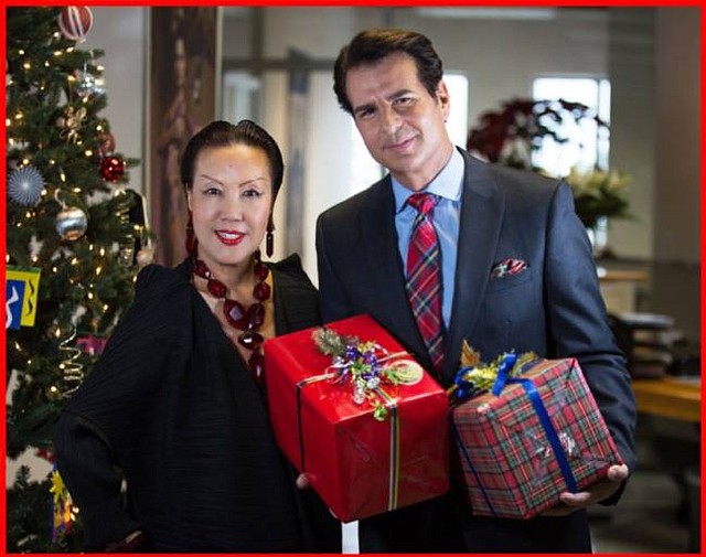 Sue Wong, left, and Vincent de Paul, who plays James Bennett Foxworth in Beverly Hills Christmas. Photos courtesy of Beverly Hills Christmas.