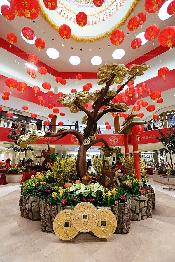 Year of the Monkey installation at South Coast Plaza's Jewel Court. Image courtesy of South Coast Plaza.