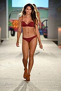 MIAMI BEACH, FL - JULY 15:  A model walks the runway ath the Frankie's Bikinis 2017 Collection at SwimMiami - Runway at W South Beach on July 15, 2016 in Miami Beach, Florida.  (Photo by Frazer Harrison/Getty Images for Frankie's Bikinis)