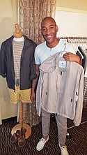 Robert Vance, sales director for the Lanai Collection, showing his No. 1 seller, the Loro Piana linen “Drifter Jacket”