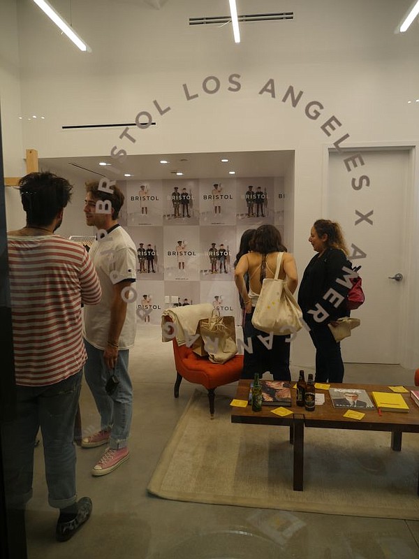Window of the Bristol Los Angeles pop-up shop, night of the boutique's Sept. 30 debut.