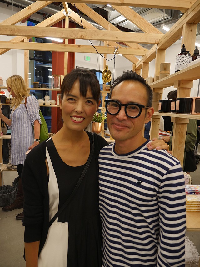 Poketo co-founders Angie Myung, left, and Ted Vadakan at the Nov. 5 debut of their brand's third flagship Poketo store.