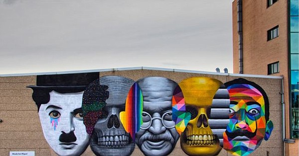 Mural by street artist Okuda, who was portrayed in book In Heroes We Trust: Street Artists and Their Heroes. Image via Palibex.com
