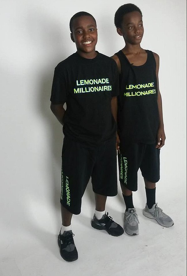 Lemonade Millionaires Sean Raven and Turon Adolphus, wearing their brand's T-shirts and sweats. Images courtesy of Lemonade Millionaires.