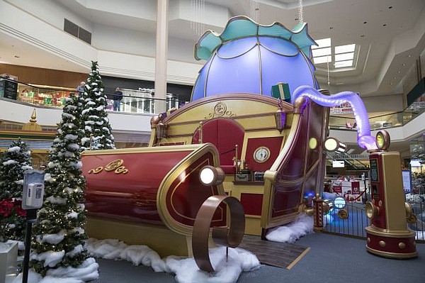 Santa's sleigh - part of the Santa's Flight Academy installation at Sunvalley Shopping Center in Concord, Calif. Photo courtesy of Taubman.