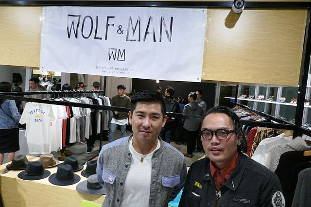 Brian Chan, left, and Sean Andrei B of Wolf & Man at the Dec. 2 party for the brand's pop-up shop at the Hue boutique.
