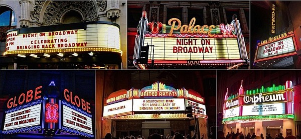 MARQUEES OF HISTORY. Some of the most beautiful marquees of Hollywood golden age are on Broadway. It was a special treat to see them lit up for the evening. Every visitor seemed hypnotized by the exteriors and interiors of each theater. The most amazing downtown LA history viewed for free!

