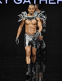 BEVERLY HILLS, CA - MARCH 17:  A model walks the runway wearing Rocky Gathercole at Art Hearts Fashion LAFW Fall/Winter 2017 - Day 4 at The Beverly Hilton Hotel on March 17, 2017 in Beverly Hills, California.  (Photo by Arun Nevader/Getty Images)