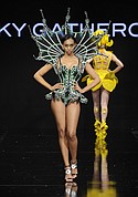 BEVERLY HILLS, CA - MARCH 17:  A model walks the runway wearing Rocky Gathercole at Art Hearts Fashion LAFW Fall/Winter 2017 - Day 4 at The Beverly Hilton Hotel on March 17, 2017 in Beverly Hills, California.  (Photo by Arun Nevader/Getty Images)