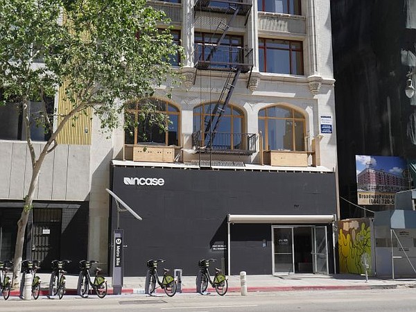 Barricade for upcoming Incase office in downtown Los Angeles.