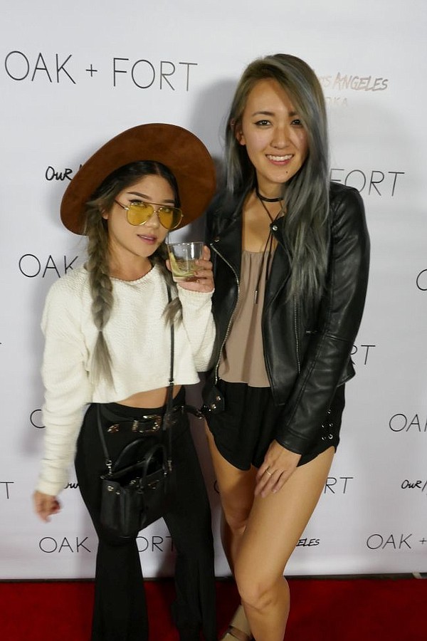 Fashion bloggers Mary Shay,aka Mary Cake, left, and Celine Linarte at Oak + Fort party.