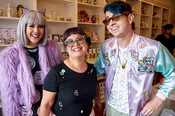 Leanna Lin, owner of Leanna Lin’s Wonderland (center) with Chrissa Sparkles, designer and artist, and Jon Brence, product/game designer