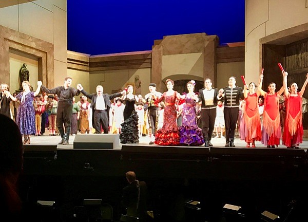 The cast of “Carmen” taking a bow