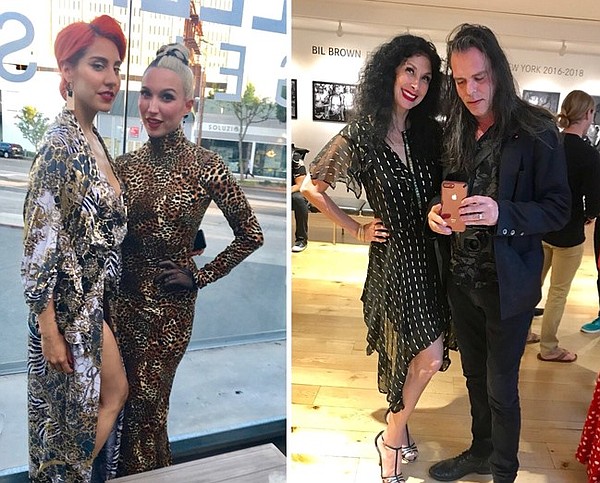 Left photo: Fashion designer Anna Estella with photographer Mynxii White. Right photo: Leica Gallery Los Angeles manager Paris Chong with photographer Bil Brown
Photo credit: Estevan Ramos