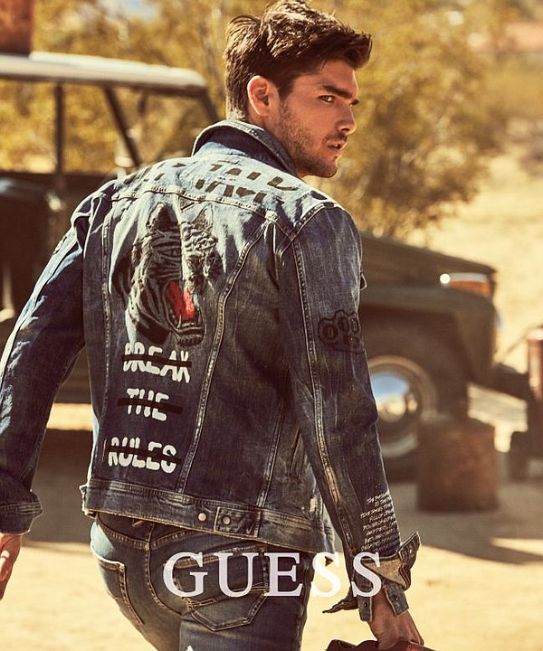 Charlie Matthews in the Guess? Fall '18 campaign. Image courtesy DT Model Management