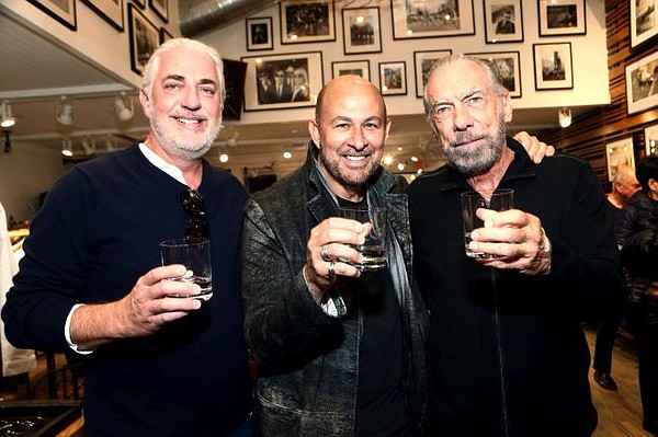 From left, Michael Myers, John Varvatos and John Paul DeJoria of the Paul Mitchell line of hair products and Patron Spirits Company at the John Varvatos at Malibu Country Mart store. All images courtesy of John Varvatos