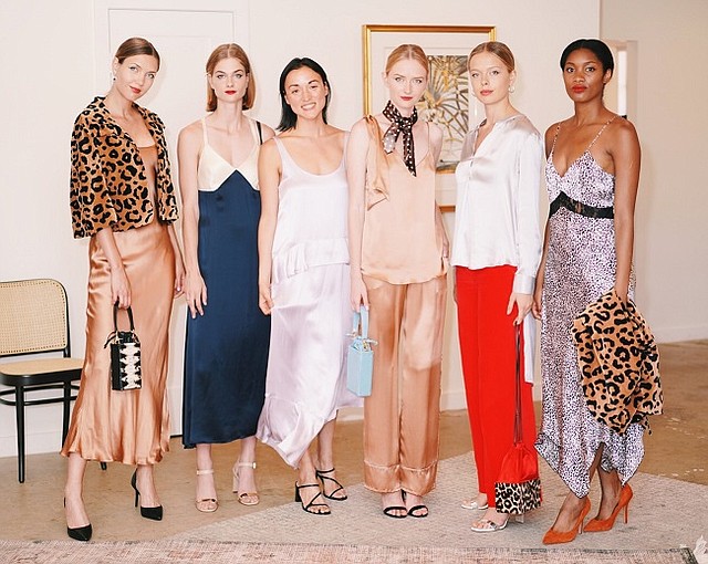 Third from left, Catherine Gee stands with models wearing styles from the Fall/Winter 2019 collection. Photo: Hagop Kalaidjan