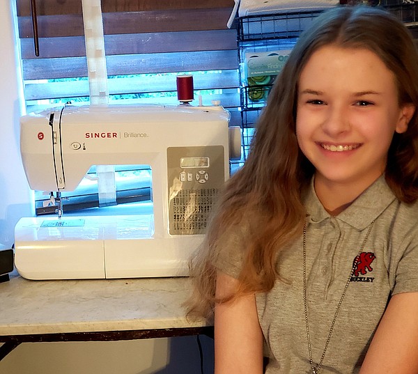 Madeleine Fugate with her sewing machine
Photo: Katherine Fugate