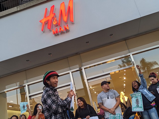 Nick Gallant during an October 2019 protest at a Pasadena, Calif., H&M 
Photo: United for Respect