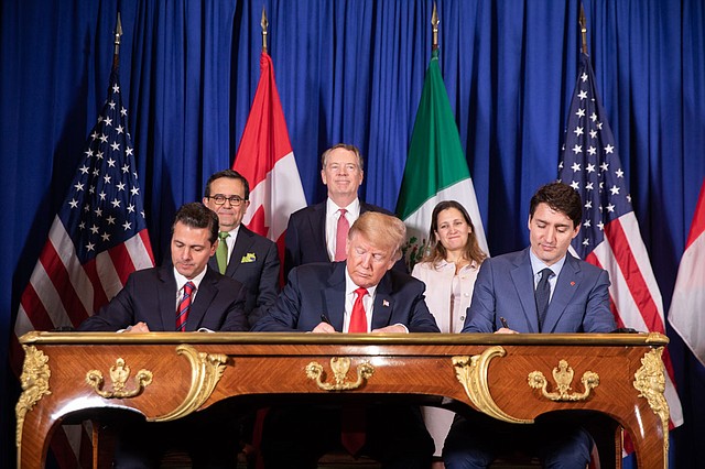 From front left, Mexico's President Enrique Pena Nieto; United States President Donald Trump; and Canadian Prime Minister Justin Trudeau

Photo: Shealah Craighead
