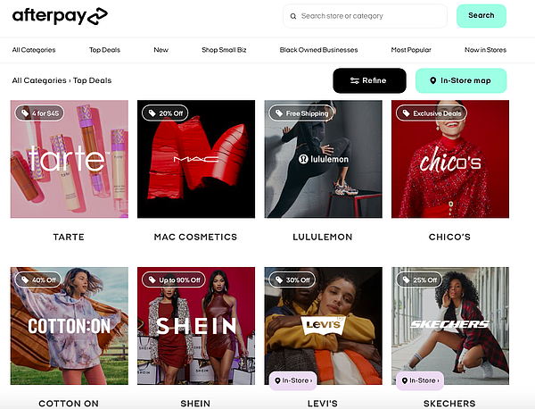 Afterpay's store directory
Image: Afterpay
