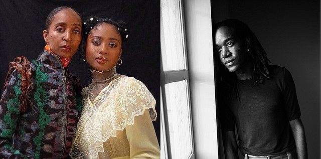 From left, Rebecca Henry and Akua Shabaka from House of Aama with photo by Paul Sepuya. Pictured right, Kenneth Nicholson with photo courtesy of the designer.