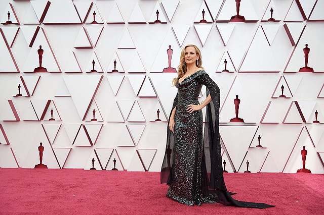 Marlee Matlin wears a bespoke sustainable Vivienne Westwood gown during the 93rd Oscars on April 25.
Photo: Red Carpet Green Dress
