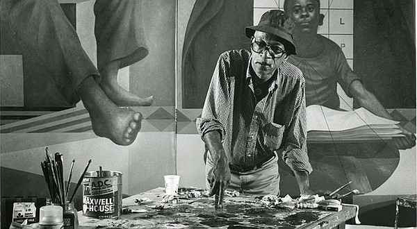 Charles White painting the Mary McLeod Bethune mural in 1978. The Charles White Art and Design Scholarship will be presented to two incoming students from underprivileged or underserved communities. Image: The Charles White Archive
