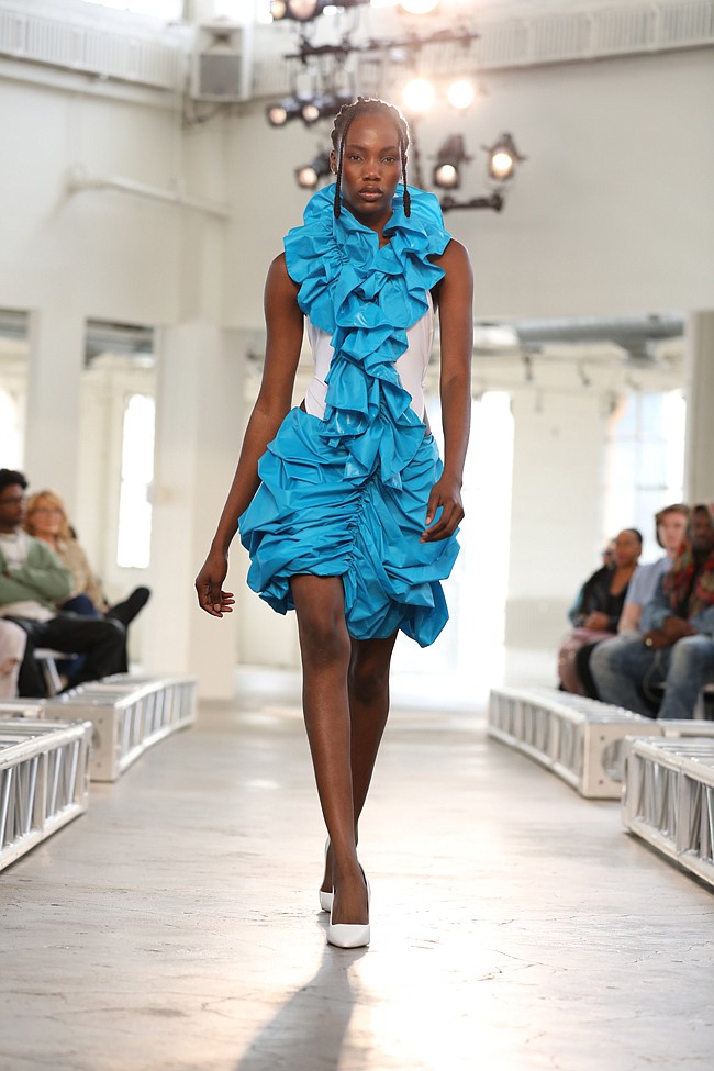A design by Hye Rin Lee, an Advanced Fashion Design Graduate featured in the annual FIDM DEBUT Show, presented by the Fashion Institute of Design & Merchandising. The show was filmed at the Cooper Design Space, in Los Angeles, CA on March 31, 2023..(photo: Alex J. Berliner/ABImages)..