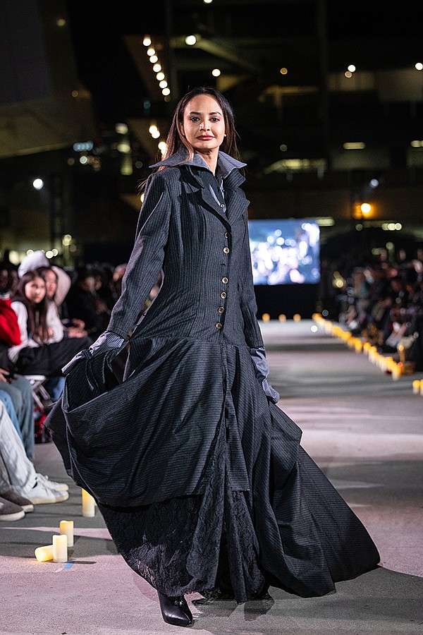 LATTC hosted its Fall 2024 Gold Thimble event to showcase the work of graduating students, including Masson Citti, who secured the first-place award for a design that spoke to the show’s theme, “Gothic Glamour.” | Photo by LATTC