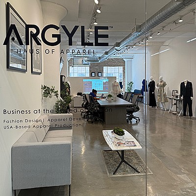 Design house and manufacturer ARGYLE Haus of Apparel affords partners of its recently launched Fashion Incubator program a domestic resource through its downtown Los Angeles showroom and San Fernando Valley factory. | Photo by ARGYLE Haus of Apparel